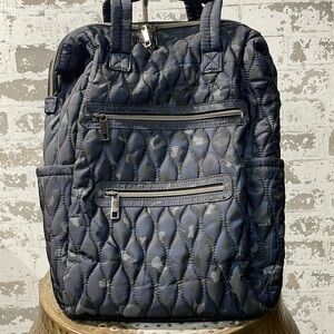 Time and Tru Quilted Backpack - Dark Blue, Grey, Black Camo